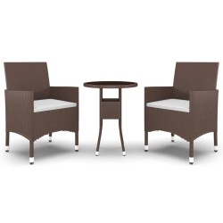 Ensemble à manger de jardin 3pcs Résine tressée Marron 516836516836