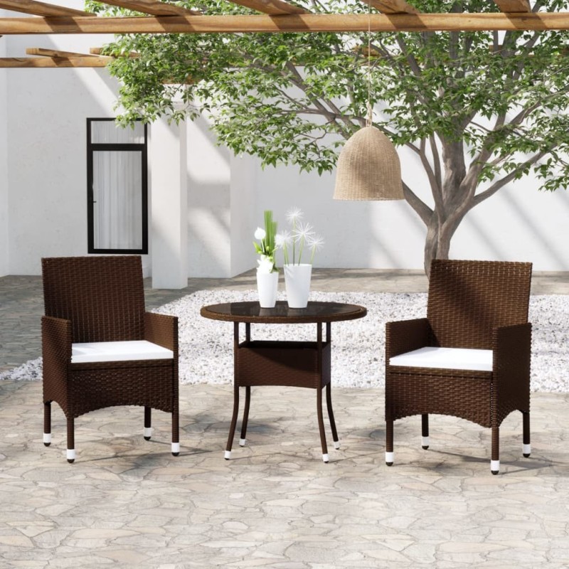 Ensemble à manger de jardin 3pcs Résine tressée Marron 516843516843