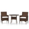 Ensemble à manger de jardin 3pcs Résine tressée Marron 516843516843