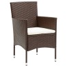 Ensemble à manger de jardin 3pcs Résine tressée Marron 516843516843