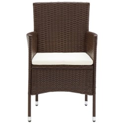 Ensemble à manger de jardin 3pcs Résine tressée Marron 516843516843