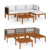Salon de jardin 5 pièces avec coussins, bois d'acacia crème et corde 516849516849