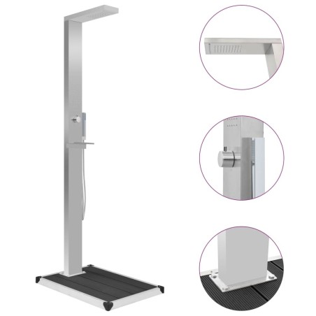 Douche d'extérieur avec receveur de douche WPC Acier inoxydable 516877516877
