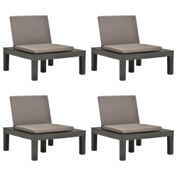 Chaises de salon de jardin et coussins 4pc Plastique Anthracite 516878516878