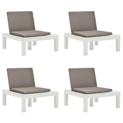 Chaises de salon de jardin et coussins lot de 4 Plastique Blanc 516881516881