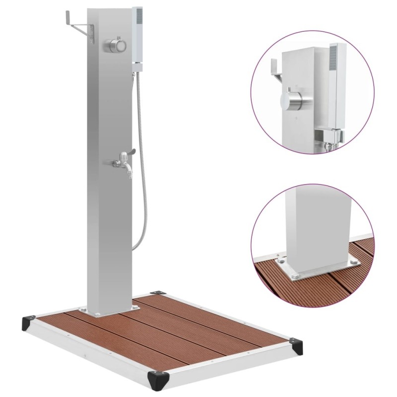 Douche d'extérieur avec receveur de douche WPC Acier inoxydable 516902516902
