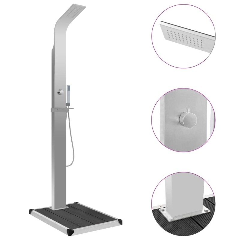 Douche d'extérieur avec receveur de douche WPC Acier inoxydable 516917516917