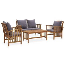 Salon de jardin 4 pcs avec coussins Bois d'acacia solide 516919516919