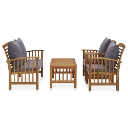 Salon de jardin 4 pcs avec coussins Bois d'acacia solide 516919516919