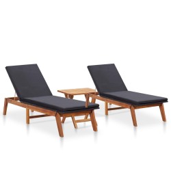 Chaises longues lot de 2 et table résine tressée bois d'acacia 516921516921