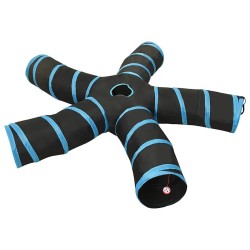 Tunnel pour chats à 5 voies Noir et bleu 25 cm Polyester 516958516958