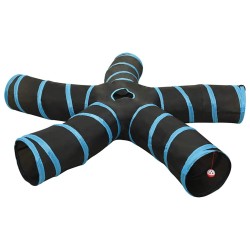 Tunnel pour chats à 5 voies Noir et bleu 25 cm Polyester 516958516958