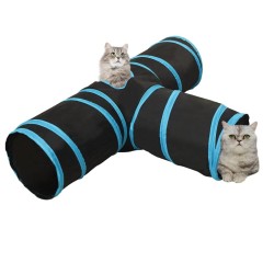 Tunnel pour chats à 3 voies Noir et bleu 90 cm Polyester 516962516962
