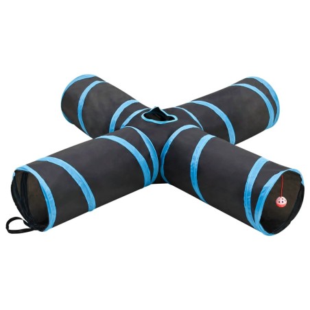 Tunnel pour chats à 4 voies Noir et bleu 132 cm Polyester 516964516964