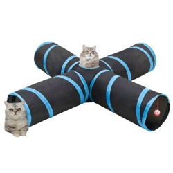 Tunnel pour chats à 4 voies Noir et bleu 132 cm Polyester 516964516964