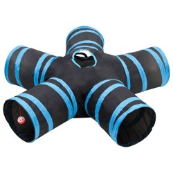 Tunnel pour chats à 5 voies Noir et bleu 25 cm Polyester 516965516965