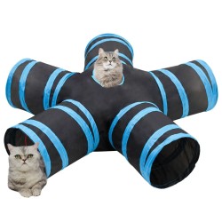 Tunnel pour chats à 5 voies Noir et bleu 25 cm Polyester 516965516965