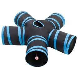Tunnel pour chats à 5 voies Noir et bleu 25 cm Polyester 516965516965