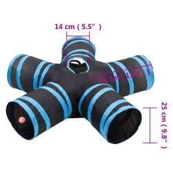 Tunnel pour chats à 5 voies Noir et bleu 25 cm Polyester 516965516965
