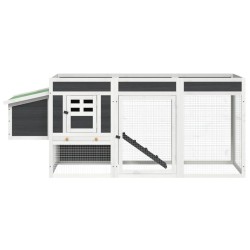 Poulailler gris 204x50x84 cm bois massif de pin 516970516970