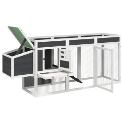 Poulailler gris 204x50x84 cm bois massif de pin 516970516970