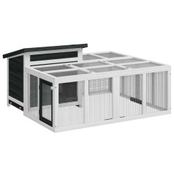 Clapier gris 144x123x67,5 cm bois de pin massif 517002517002