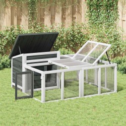 Clapier gris 144x123x67,5 cm bois de pin massif 517002517002