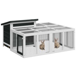 Clapier gris 144x123x67,5 cm bois de pin massif 517002517002