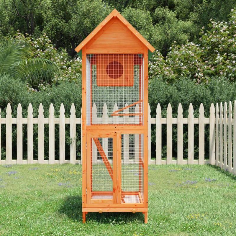 Maison à oiseaux marron 60x58,5x160 cm bois massif de pin 517006517006