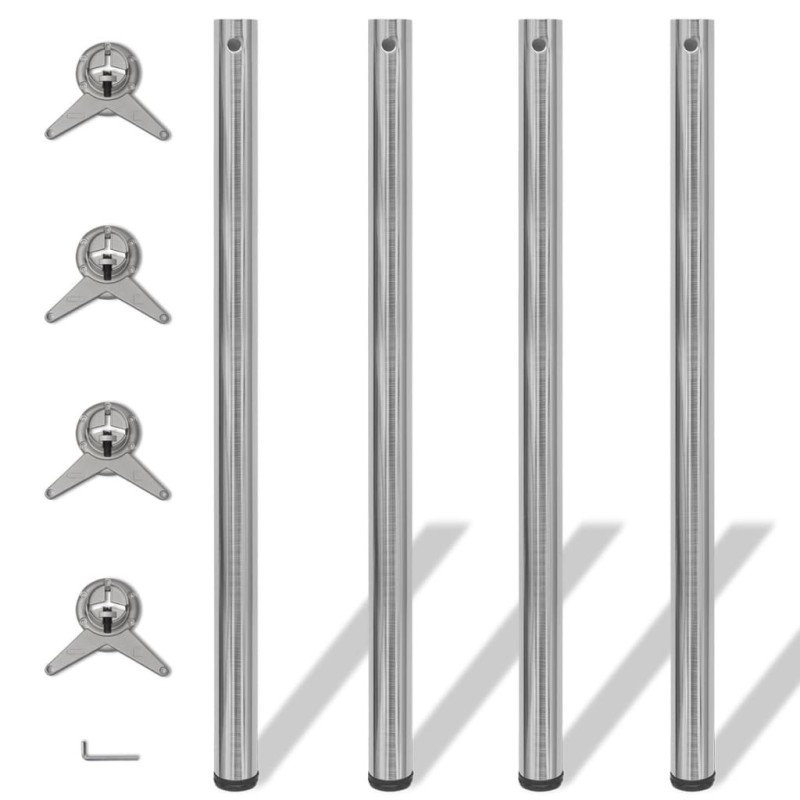 4 pieds de table réglables en hauteur 1100 mm Nickel brossé 517020517020