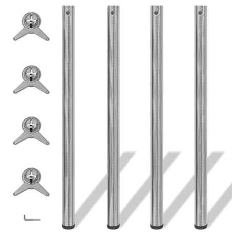 4 pieds de table réglables en hauteur 1100 mm Nickel brossé 517020517020