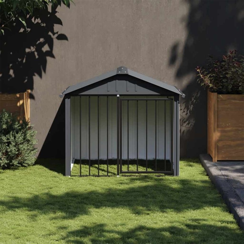 Niche pour chien avec toit noir 117x103x102 cm acier galvanisé 517058517058