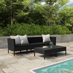 Salon de jardin 6 pcs avec coussins résine tressée noir 517064517064