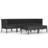 Salon de jardin 6 pcs avec coussins résine tressée noir 517064517064