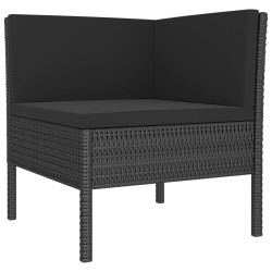 Salon de jardin 6 pcs avec coussins résine tressée noir 517064517064