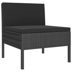 Salon de jardin 6 pcs avec coussins résine tressée noir 517064517064