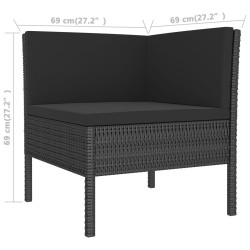 Salon de jardin 6 pcs avec coussins résine tressée noir 517064517064