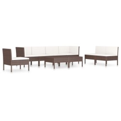 Salon de jardin 9 pcs avec coussins résine tressée marron 517068517068