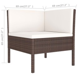 Salon de jardin 9 pcs avec coussins résine tressée marron 517068517068