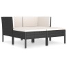 Salon de jardin 4 pcs avec coussins Résine tressée Noir 517070517070