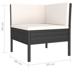 Salon de jardin 4 pcs avec coussins Résine tressée Noir 517070517070