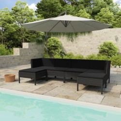 Salon de jardin 6 pcs avec coussins résine tressée noir 517071517071