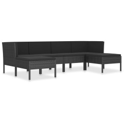 Salon de jardin 6 pcs avec coussins résine tressée noir 517071517071