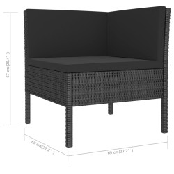 Salon de jardin 6 pcs avec coussins résine tressée noir 517071517071