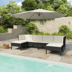 Salon de jardin 6 pcs avec coussins résine tressée noir 517072517072