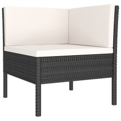 Salon de jardin 6 pcs avec coussins résine tressée noir 517072517072