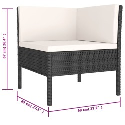 Salon de jardin 6 pcs avec coussins résine tressée noir 517072517072