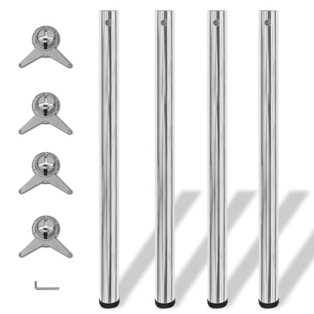 4 pieds de table réglables en hauteur 870 mm Chromé 517118517118