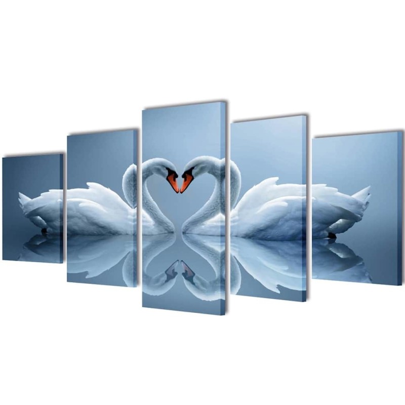 Set de toiles murales imprimées Cygnes 200 x 100 cm 517125517125