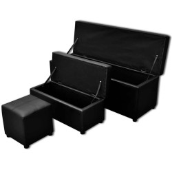 Set de banc de rangement en simili cuir Noir 517138517138